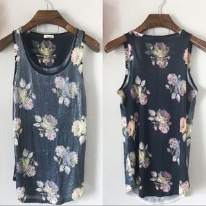 Silence + Noise Floral Sequin Tunic Tank